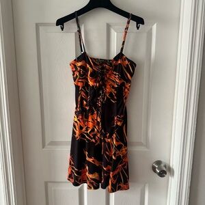 Dolls Kill Sugar Thrillz Flame Print Lace-Up Mini Dress (Sold Out)